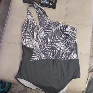 Women's Grey and White Swimsuit